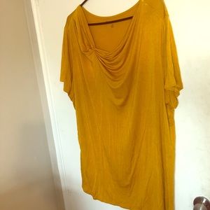 Mustard yellow asymmetrical neckline blouse